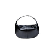 Armani Exchange black polyester handbag with Black leather hobo bag curved design and single top handle with zip pocket
