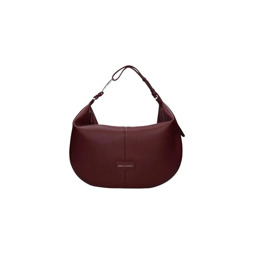 Armani Exchange burgundy leather hobo bag with zip pocket and plaque