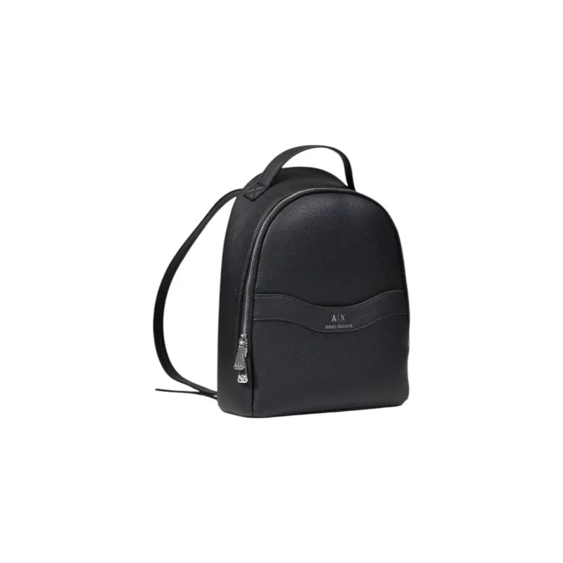 Armani Exchange Sac à dos AX mini en cuir texturé noir avec fermeture éclair argentée