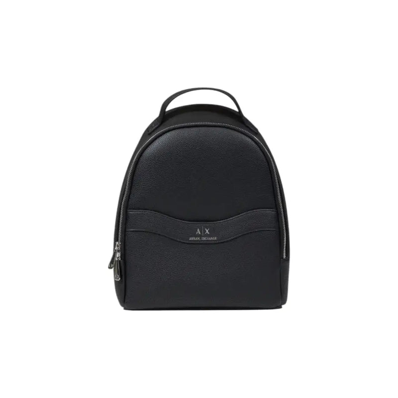 Armani Exchange Sac à dos en cuir noir texturé avec fermetures éclair argentées