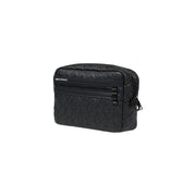 cuir matelassé noir Armani Exchange Trousse de toilette avec logo en relief et double fermeture éclair