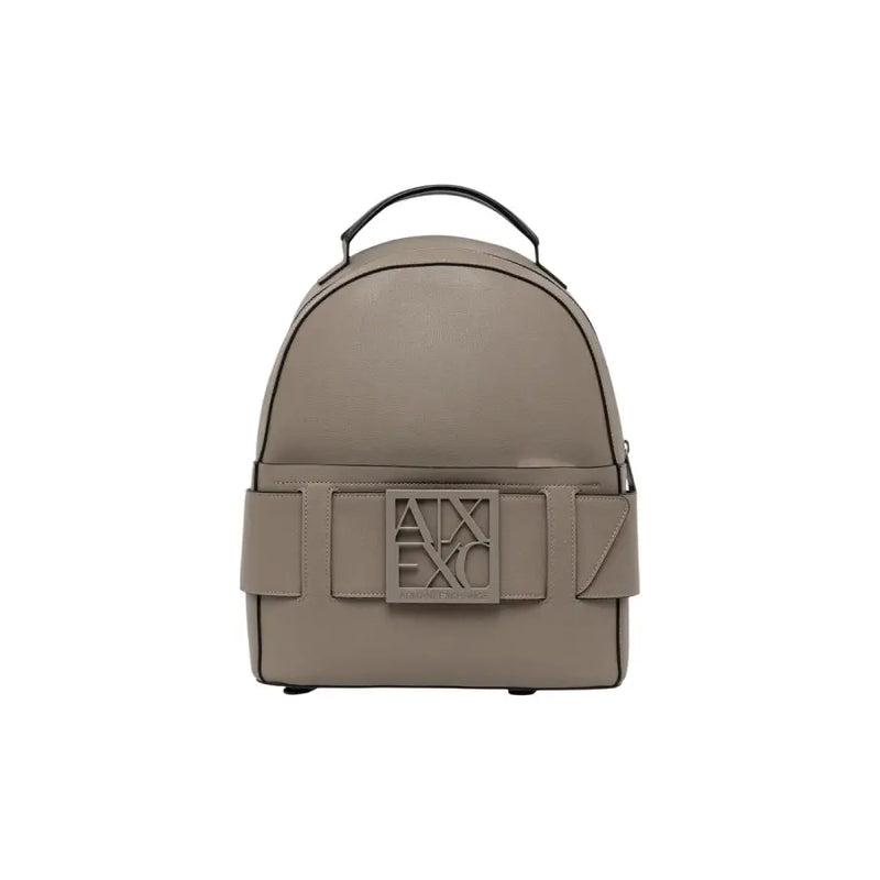 Taupe élégant Armani Exchange Sac à dos en cuir avec plaque logo axx exc