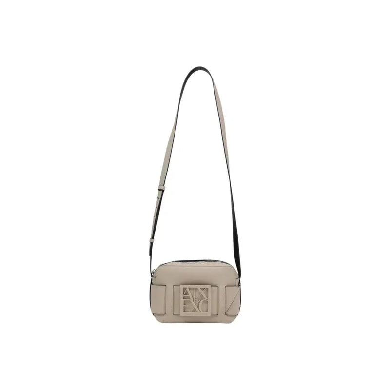 Armani Exchange Sac bandoulière en cuir beige avec bandoulière noire