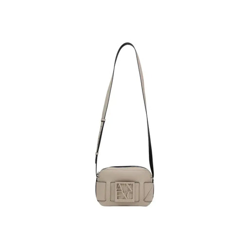 Armani Exchange Sac bandoulière en cuir beige avec bandoulière noire