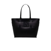Armani Exchange Sac fourre-tout noir en polyuréthane avec fermeture éclair et plaque logo