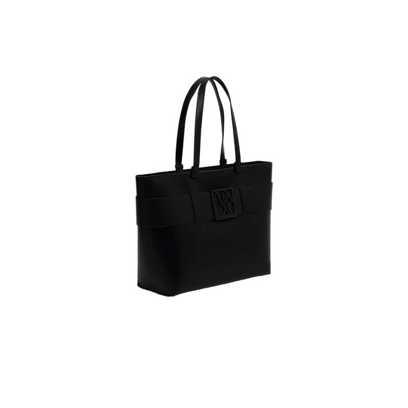 Armani Exchange Sac fourre-tout noir en polyuréthane avec fermeture éclair et plaque logo