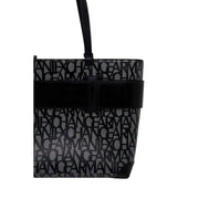 Armani Exchange Sac cabas en polyuréthane noir imprimé avec logo répété et bandoulière épaisse