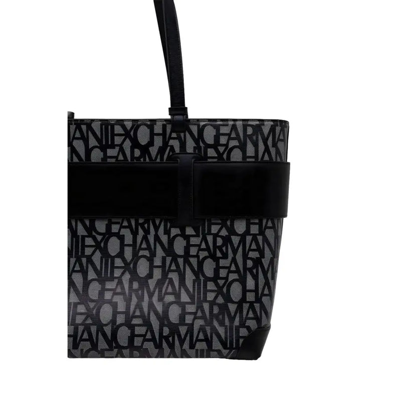 Armani Exchange Sac cabas en polyuréthane noir imprimé avec logo répété et bandoulière épaisse