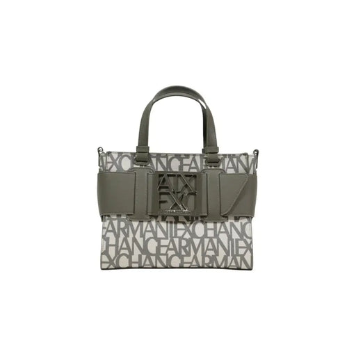 Armani Exchange Sac cabas noir imprimé avec anses et boucle vert olive