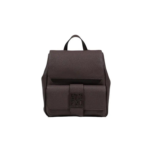 Armani Exchange Sac à dos noir pour femme avec poches et rabat en cuir texturé