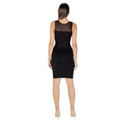 Women’s black sleeveless mesh yoke sheath dress from Armani Exchange Fall Winter collection