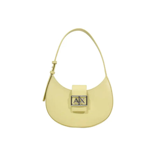 Armani Exchange Sac hobo en cuir jaune pâle avec fermoir hache