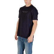 Noir Armani Exchange T-shirt en coton pour homme avec inscription argentée discrète sur la poitrine