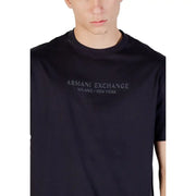 Armani Exchange T-shirt en coton noir pour homme avec broderie argentée discrète. armani exchange Milan, New York