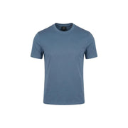 Un bleu uni et élégant armani exchange T-shirt en coton à col rond pour homme, au design minimaliste