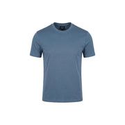 A sleek solid blue armani exchange crew neck cotton t shirt for men with a minimalist design
