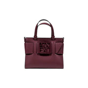 Maroon leather Armani Exchange Bordeaux Zip Handbag with top handles and embossed logo