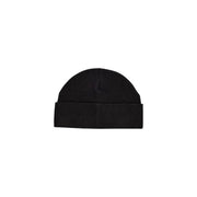 Armani Exchange Bonnet côtelé noir pour homme avec revers, vue de face