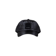 Armani Exchange Casquette pour homme en satin noir avec logo carré noir mat, vue de face