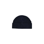 Armani Exchange Bonnet noir en maille pour homme, avec revers et texture côtelée (vue de face).