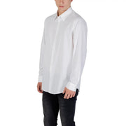 Armani Exchange classic white long sleeve men’s shirt with a crisp button-down front and neatly folded cuffs