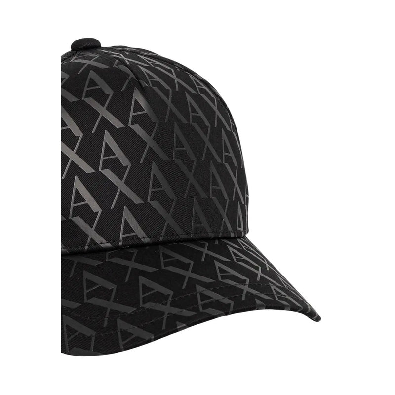 Armani Exchange Casquette en coton noir pour homme avec logo hache gris, vue de face
