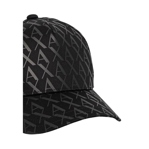 Armani Exchange Casquette en coton noir pour homme avec logo hache gris, vue de face