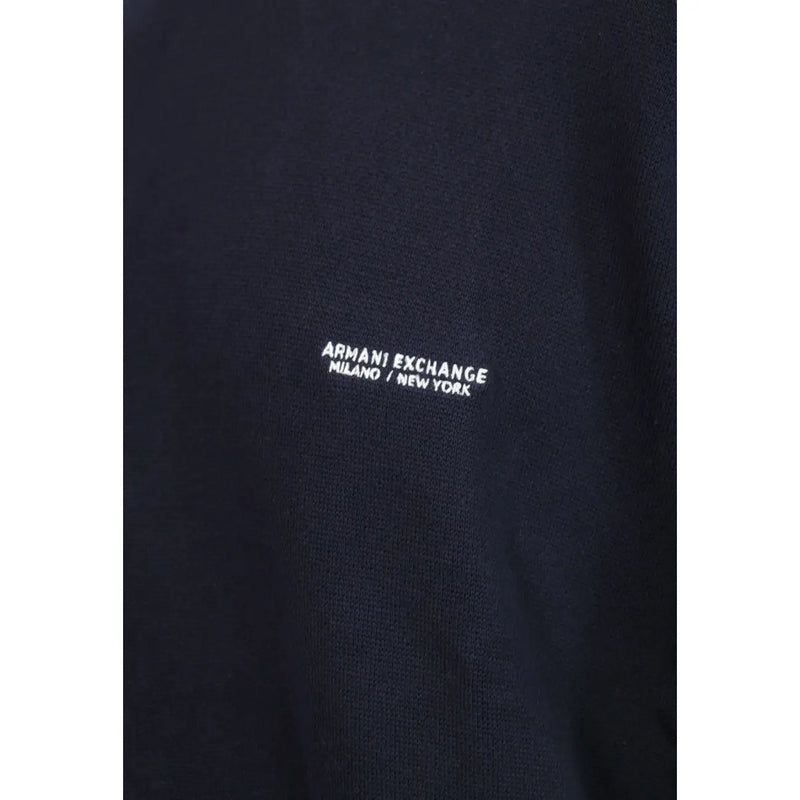 Armani Exchange Pull en coton pour homme, bleu marine foncé, avec logo brodé blanc, vue de face