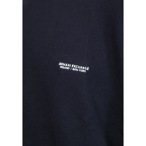 Armani Exchange Pull en coton pour homme, bleu marine foncé, avec logo brodé blanc, vue de face