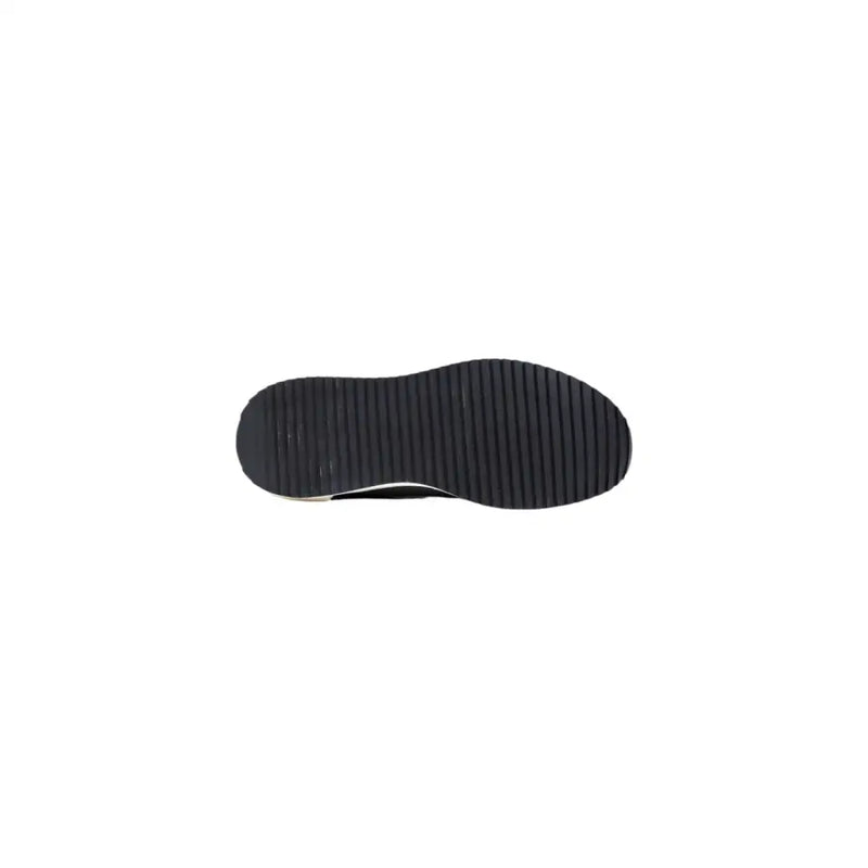 Black rubber sole with textured ribbed pattern on armani exchange grey polyester sneakers for men