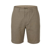 Armani Exchange Short en lin kaki pour homme, fermeture à boutons et passants de ceinture, vue de face