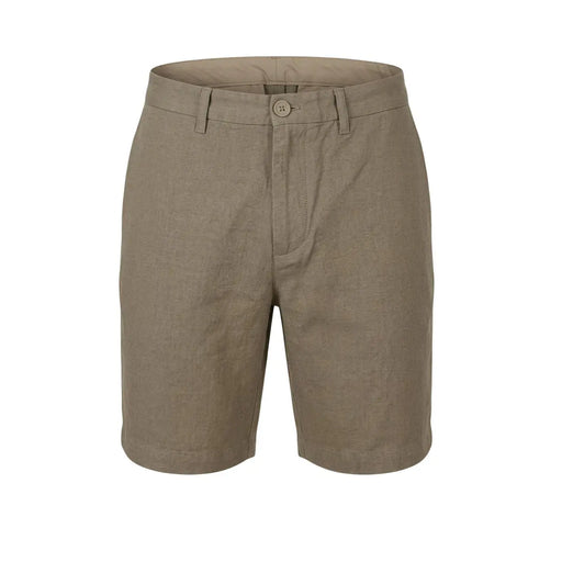 Armani Exchange Short en lin kaki pour homme, fermeture à boutons et passants de ceinture, vue de face