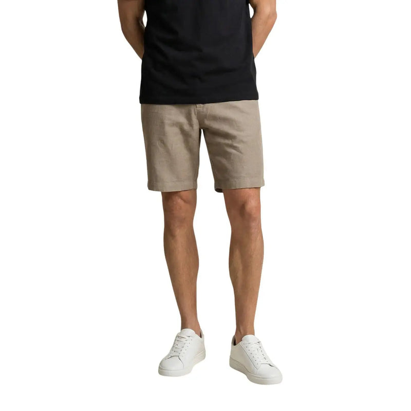 Armani Exchange Short en lin kaki pour homme, coupe ajustée et poches avant, vue de face