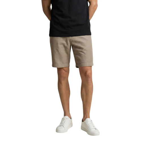 Armani Exchange Short en lin kaki pour homme, coupe ajustée et poches avant, vue de face