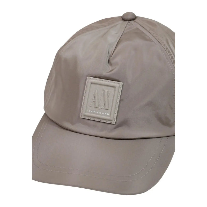 Beige armani exchange Casquette de baseball pour homme en polyester gris, légèrement brillante et ornée d'un logo carré.