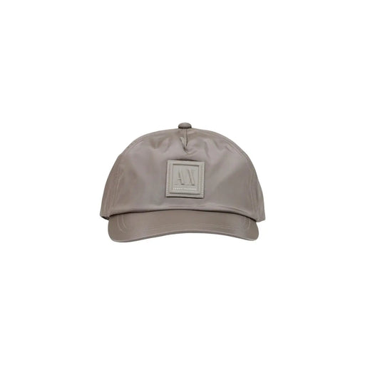 Armani Exchange Casquette de baseball pour homme en polyester taupe, coupe structurée et logo carré brodé sur le devant