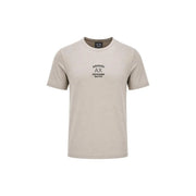 Beige Armani Exchange t-shirt en coton à manches courtes pour hommes t-shirt avec un col rond et une étiquette logo brodée noire sur le devant