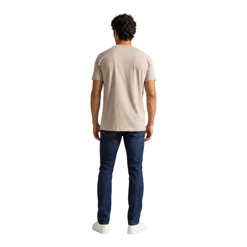 Armani Exchange T-shirt homme beige en coton à manches courtes et col rond, vue de face