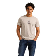 Beige Armani Exchange T-shirt homme en coton, col rond et logo noir sur la poitrine