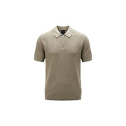 Armani Exchange men beige zip cotton polo shirt with ribbed knit, collar, and half-zip front design