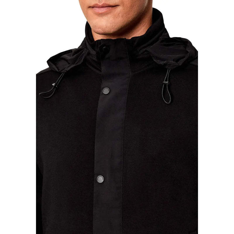 Armani Exchange Sweat-shirt à col roulé noir pour homme en mélange de coton, avec une élégante veste à capuche et de discrets boutons gris.