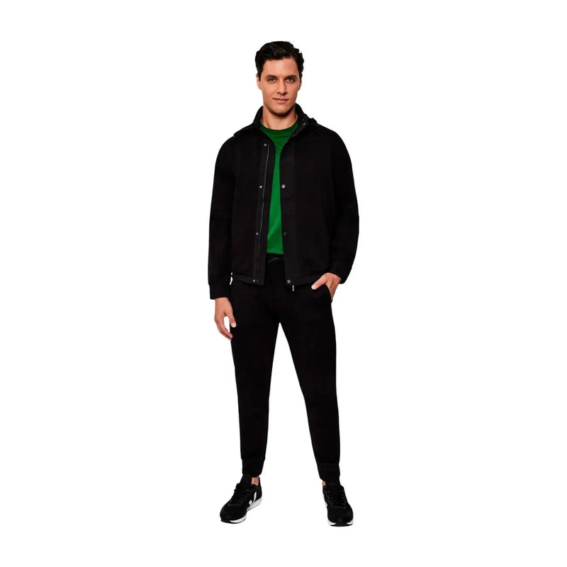 Veste noire à capuche avec fermeture à boutons et doublure intérieure verte assortie Armani Exchange Sweat-shirt à col roulé noir en coton mélangé pour homme
