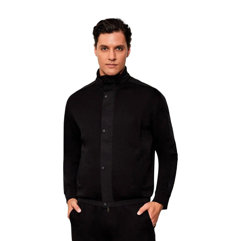 Armani Exchange Sweat-shirt à col roulé noir pour homme en mélange de coton, au design moderne et épuré et aux boutons discrets.