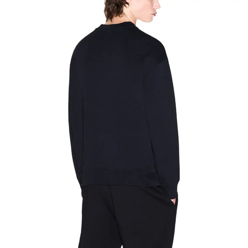 Armani Exchange men black cotton long-sleeved sweatshirt with relaxed fit and ribbed cuffs round neck style