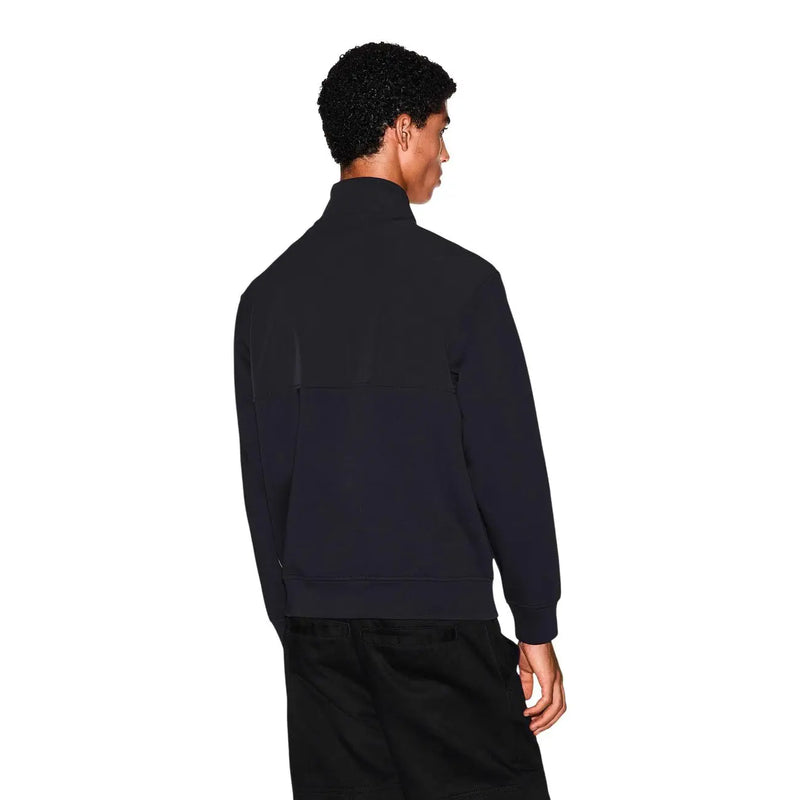 Armani Exchange Sweat-shirt noir en coton pour homme avec un design minimaliste élégant à col montant