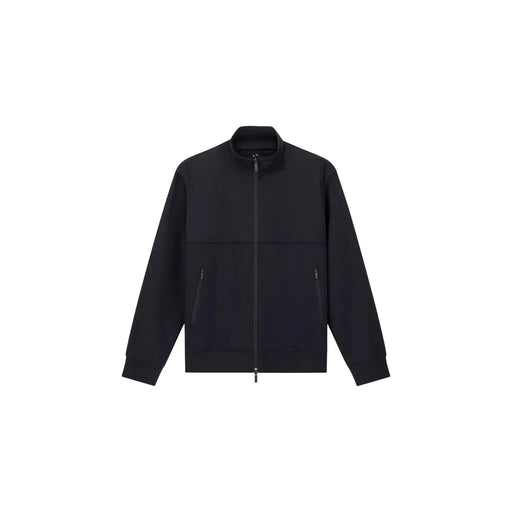 Armani Exchange Sweat-shirt zippé en coton noir pour homme, au design minimaliste et élégant, avec deux poches latérales.