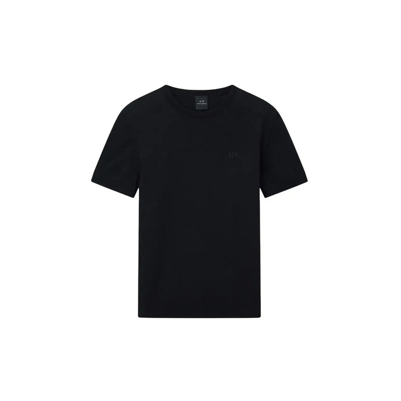 Armani Exchange T-shirt noir en coton pour homme, manches courtes, poche poitrine discrète et étiquette de marque minimaliste