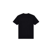 Armani Exchange T-shirt noir en coton pour homme, manches courtes, avec un motif discret à répétition sur le tissu.