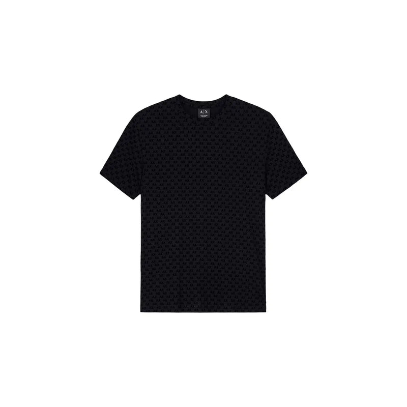 Armani Exchange T-shirt noir en coton pour homme, orné d'un discret motif répétitif du logo de la marque sur le devant.