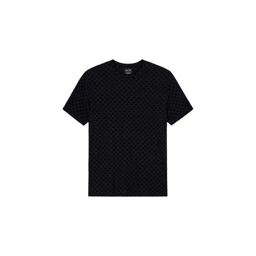 Armani Exchange T-shirt noir en coton pour homme, orné d'un discret motif répétitif du logo de la marque sur le devant.